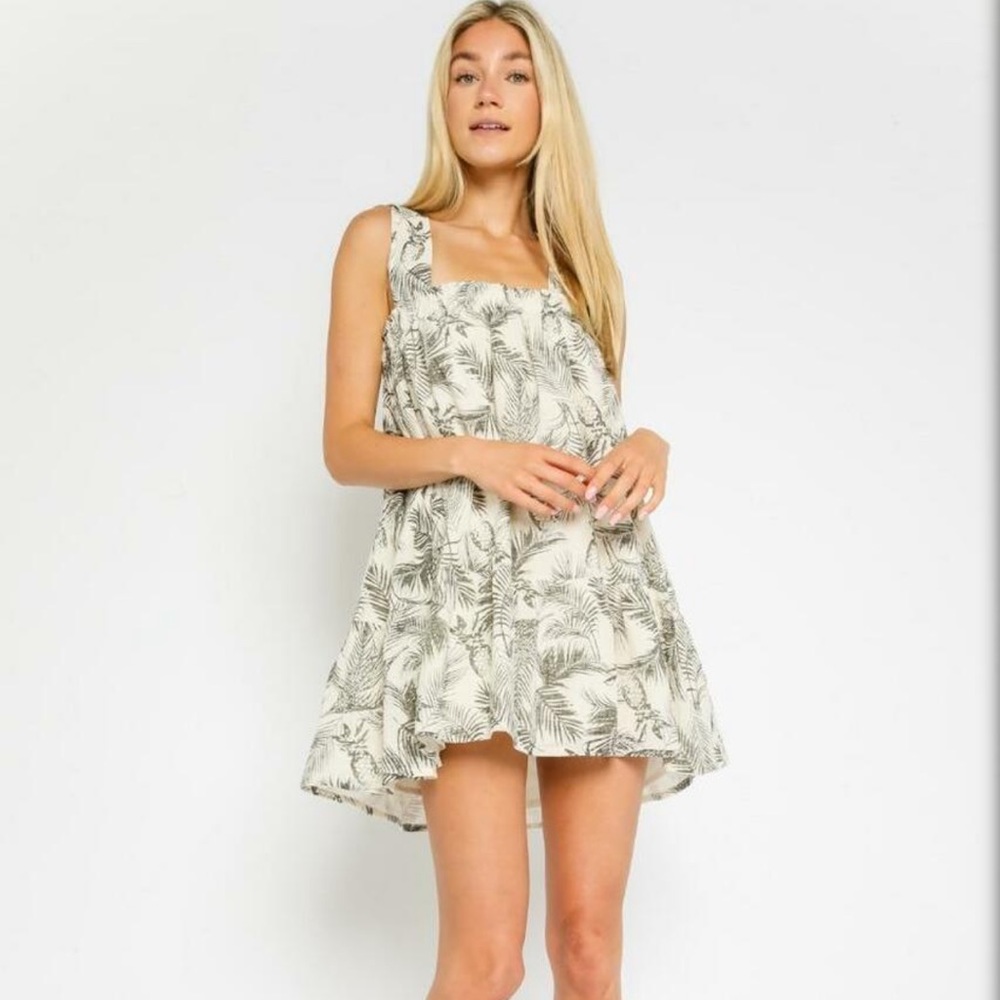 Olivaceous coconut girl mini swing dress